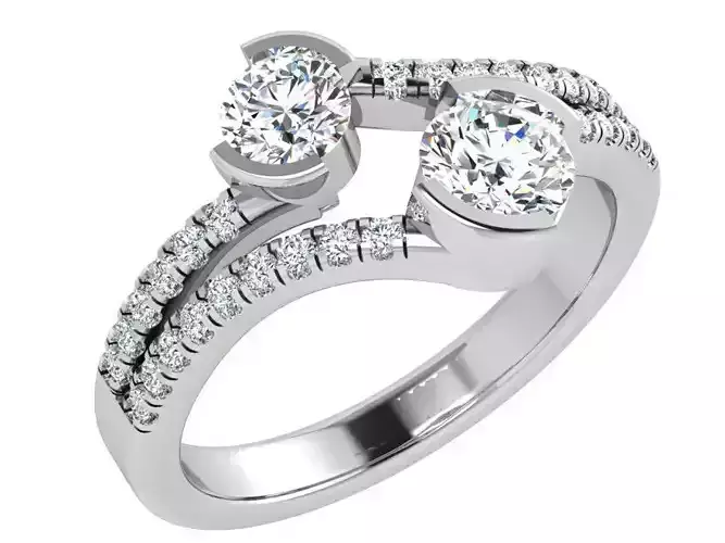 Tension Style Ring With Two Round Diamonds 4347