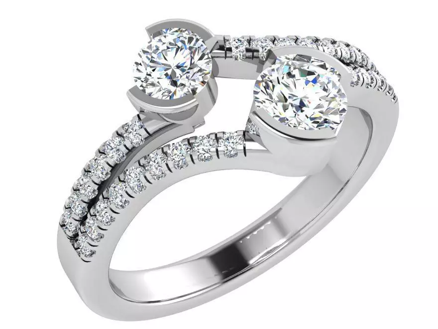 Tension Style Ring With Two Round Diamonds 4347 3D print model