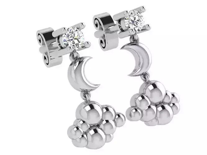 Moon and Cloud Earring 4351 