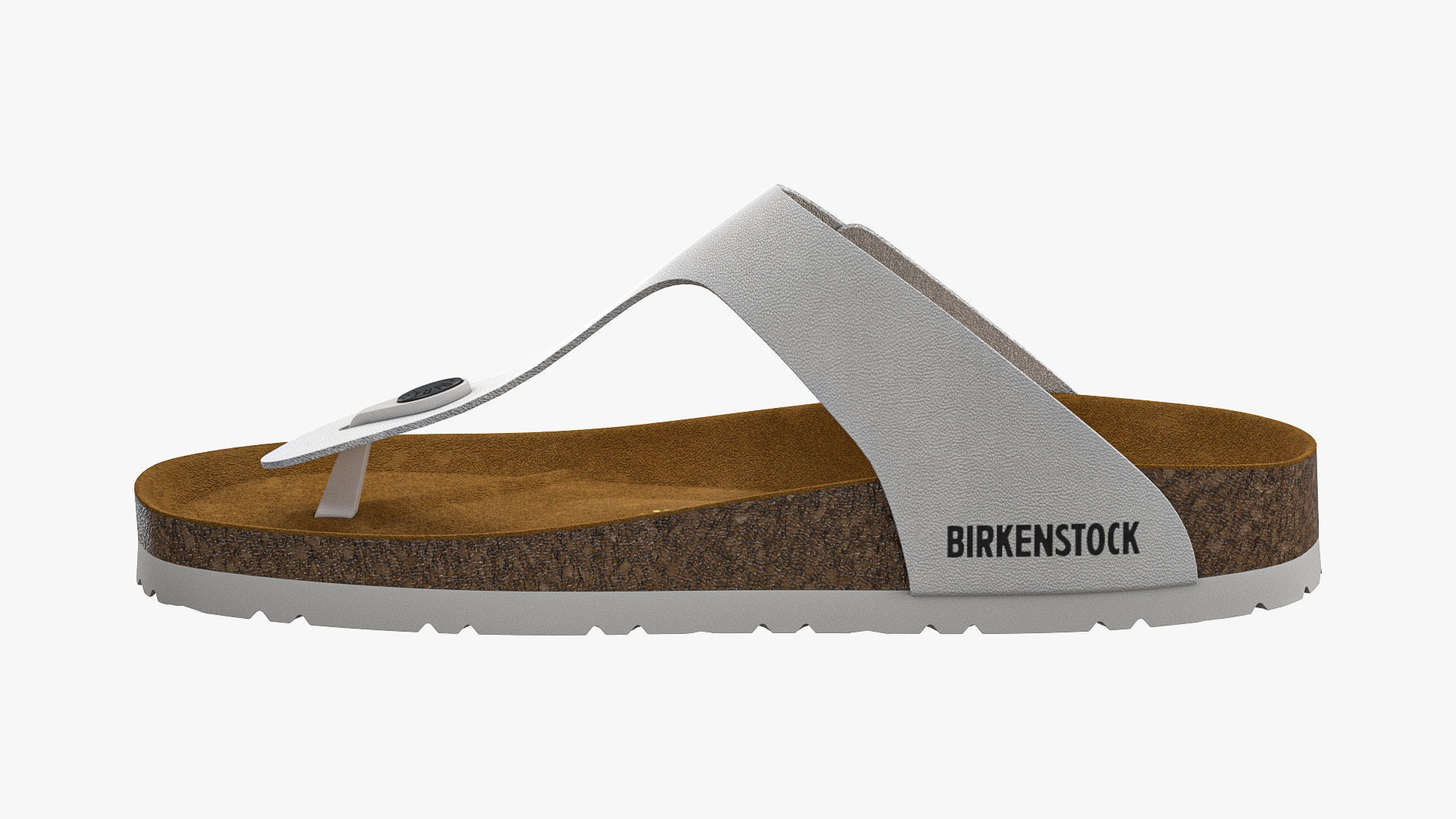 Birkenstock Gizeh White Leather 3D model_7
