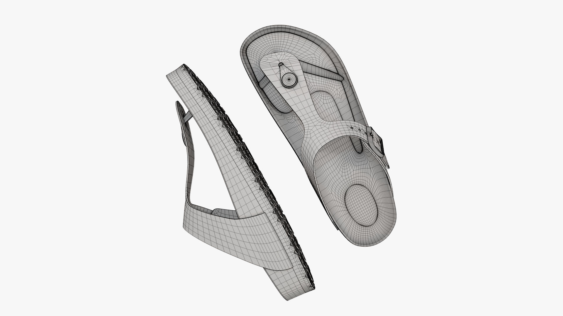 Birkenstock Gizeh White Leather 3D model_14