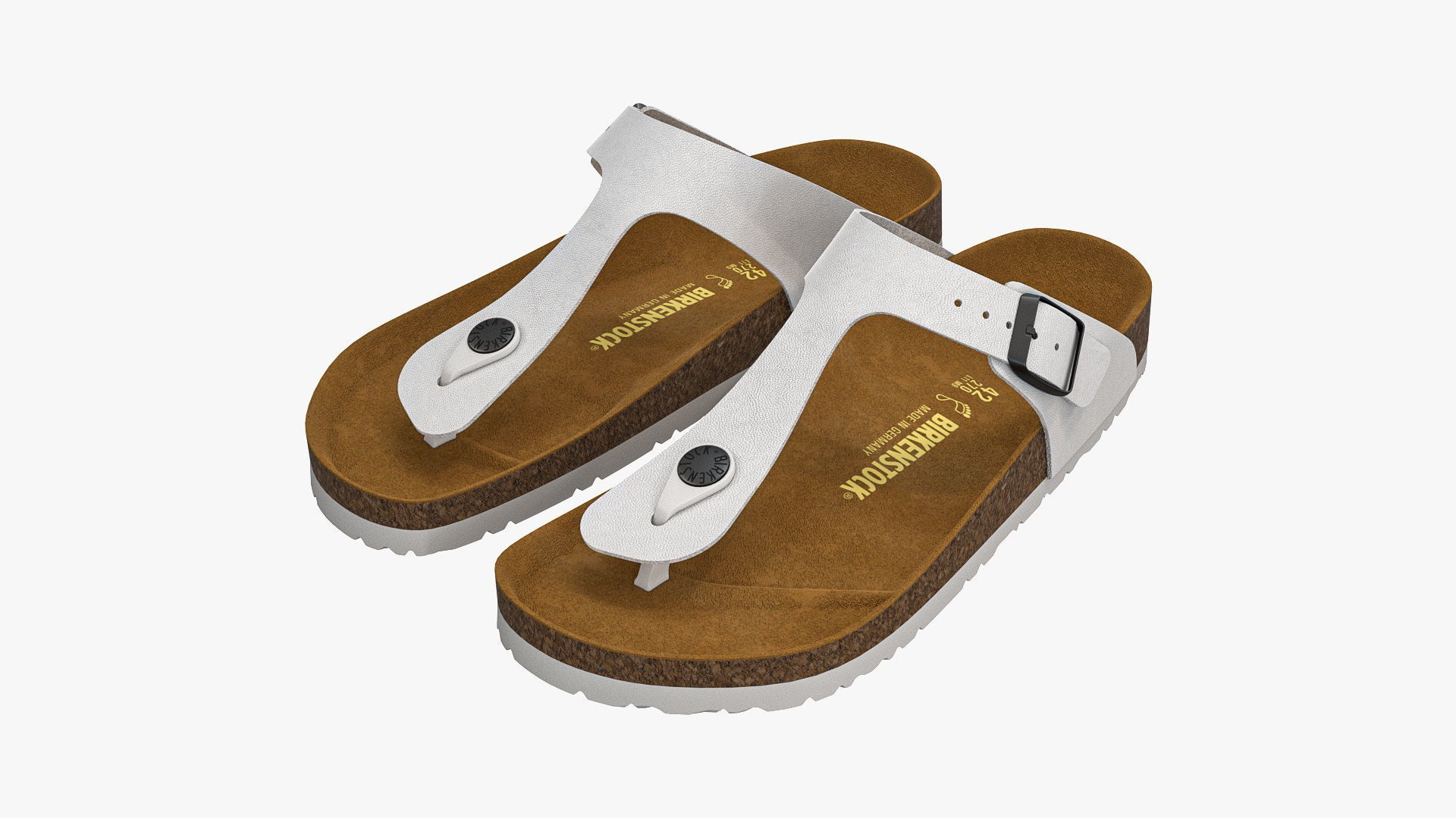 Birkenstock Gizeh White Leather 3D model_4