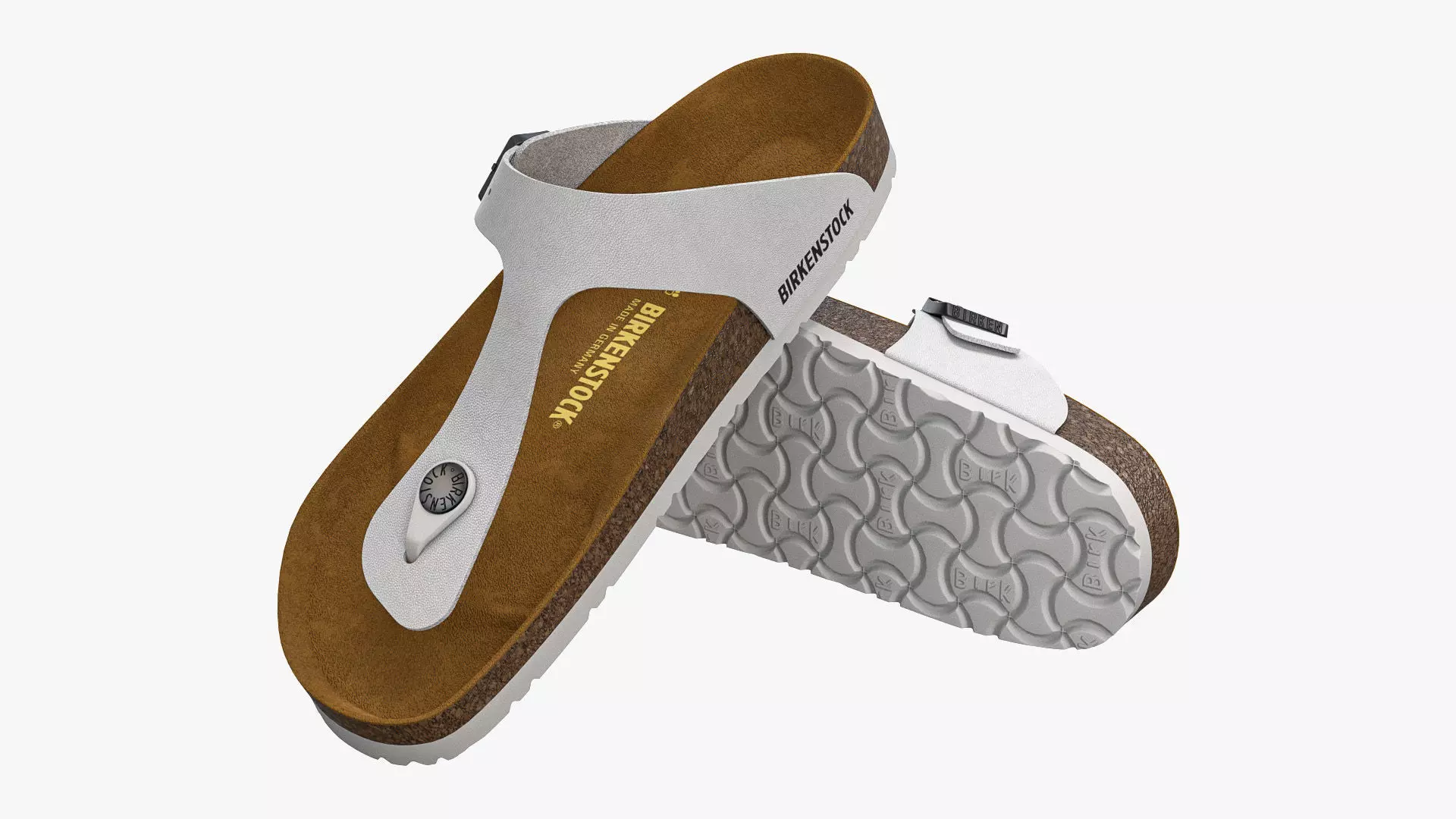 Birkenstock Gizeh White Leather 3D model_0