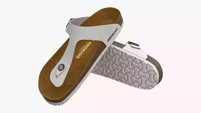 Birkenstock Gizeh White Leather 3D model