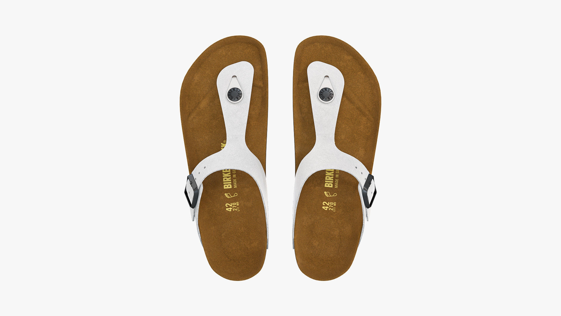 Birkenstock Gizeh White Leather 3D model_3