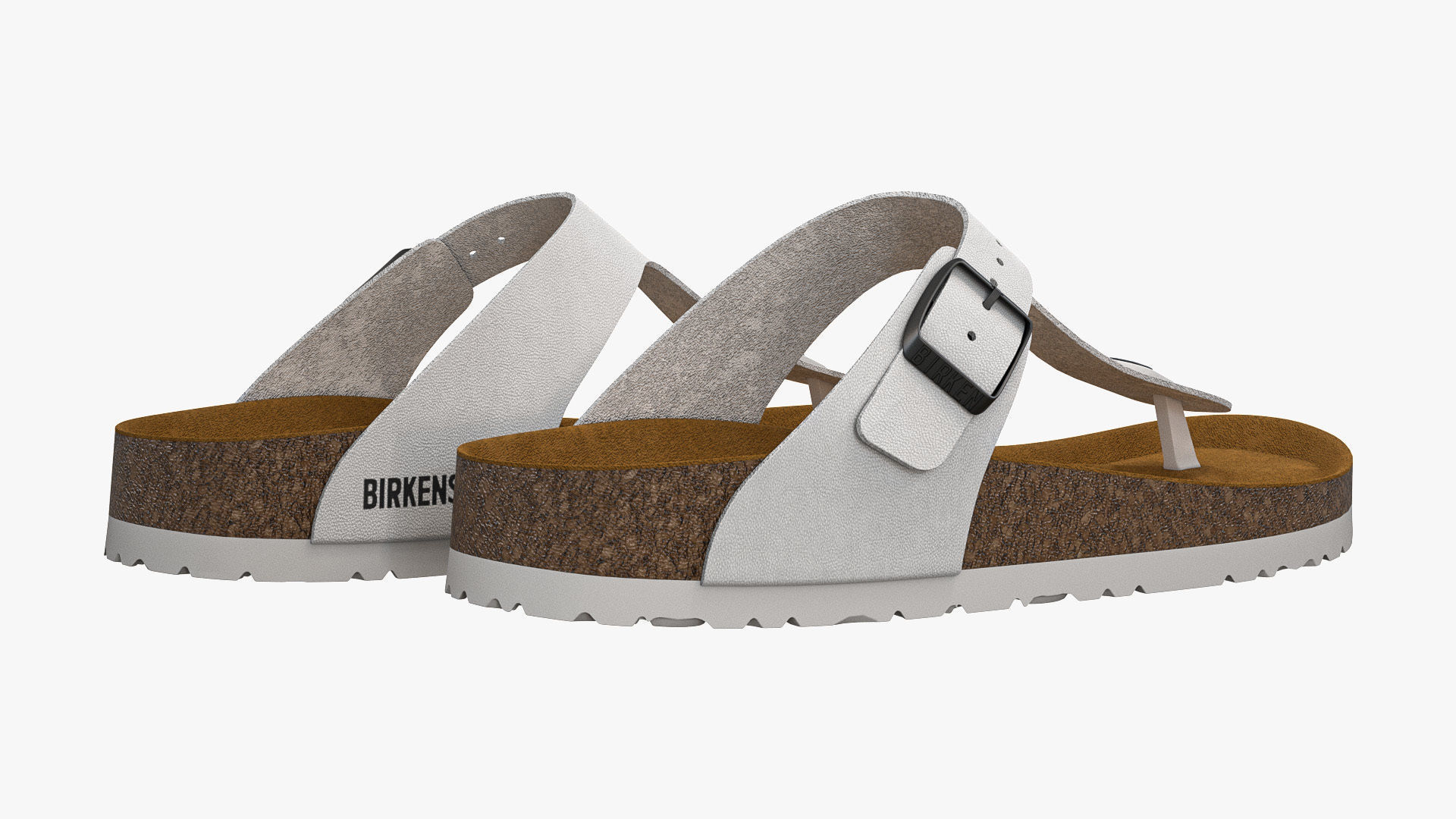 Birkenstock Gizeh White Leather 3D model_5