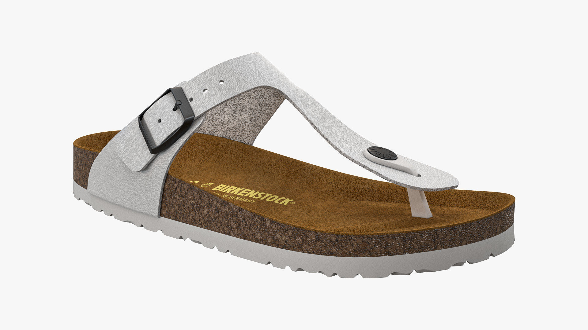 Birkenstock Gizeh White Leather 3D model_9