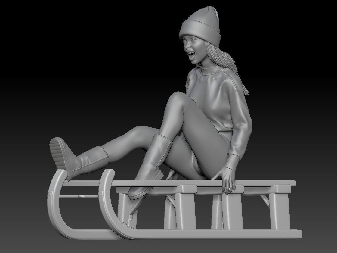 SLEIGH GAME GIRL 1 3D print model_1