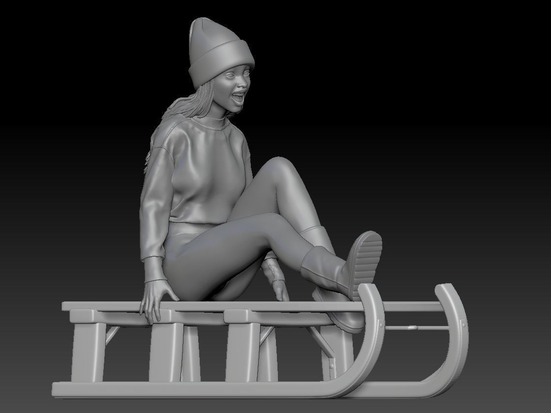 SLEIGH GAME GIRL 1 3D print model_4