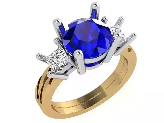 3 Stone Basket Setting Ring 4365