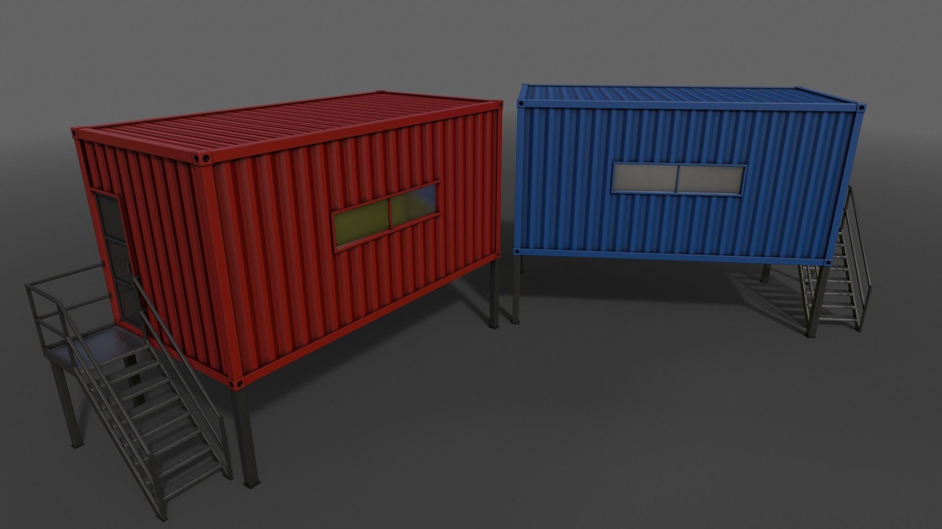PBR Container House AA 20ft V5 Low-poly 3D model_6