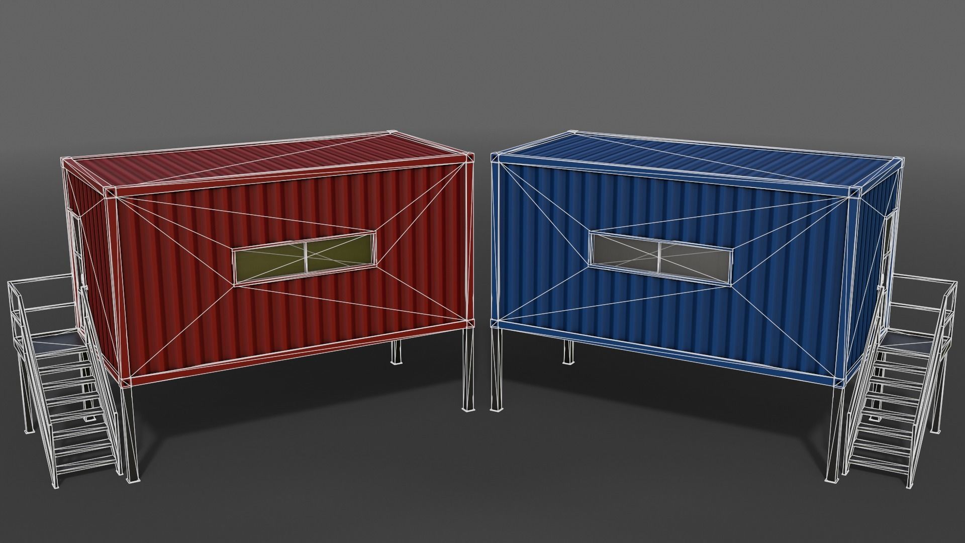 PBR Container House AA 20ft V5 Low-poly 3D model_5