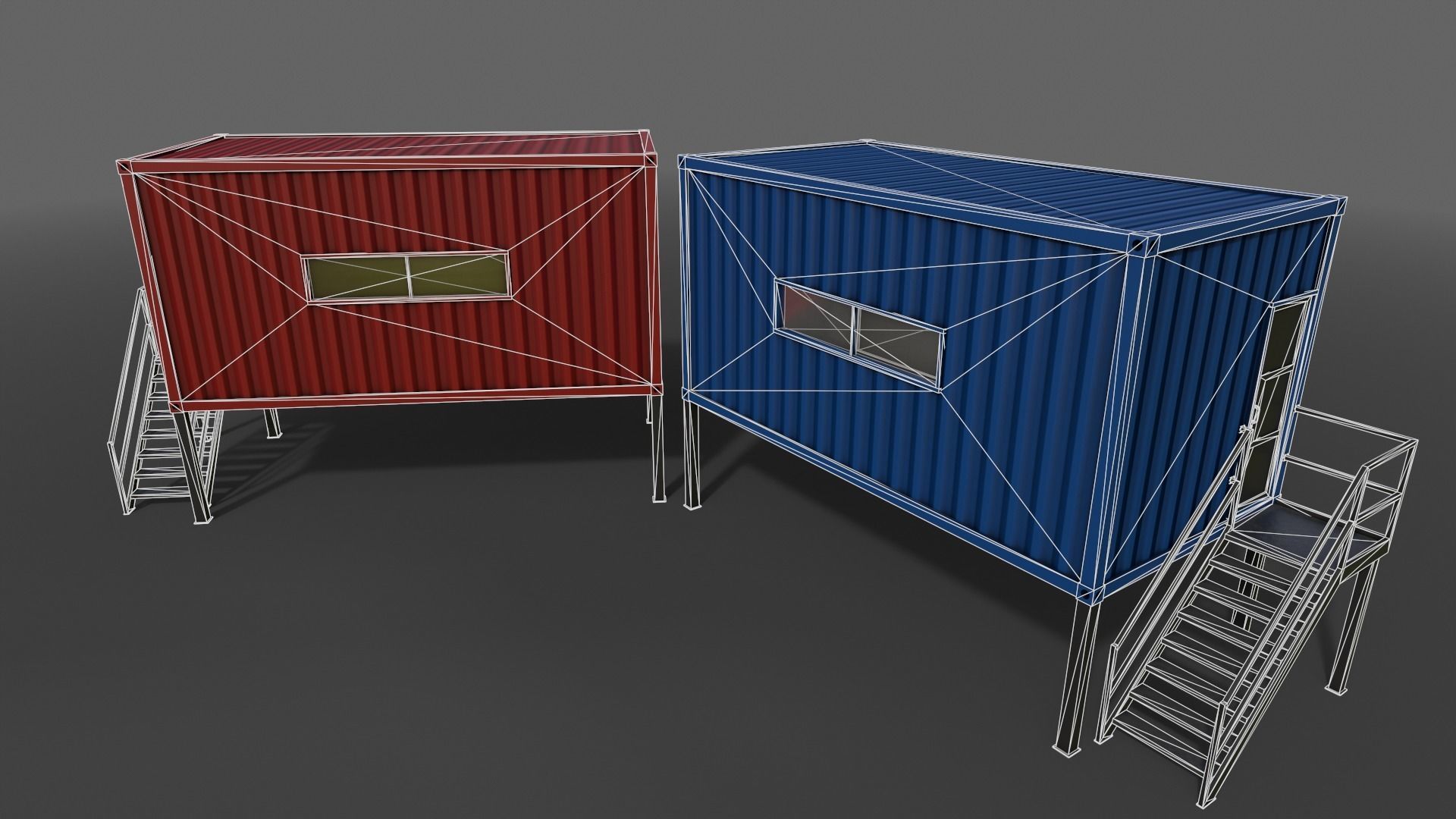 PBR Container House AA 20ft V5 Low-poly 3D model_9