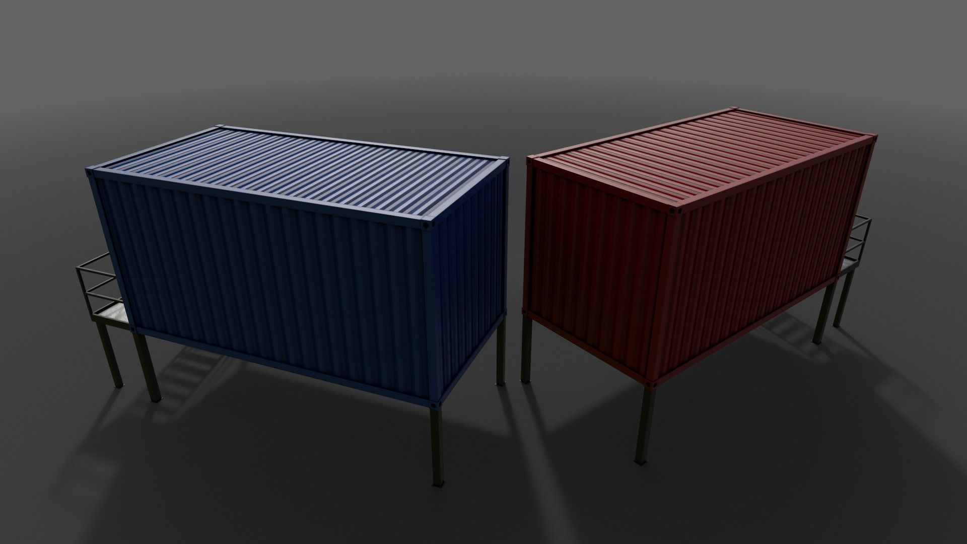 PBR Container House AA 20ft V5 Low-poly 3D model_14