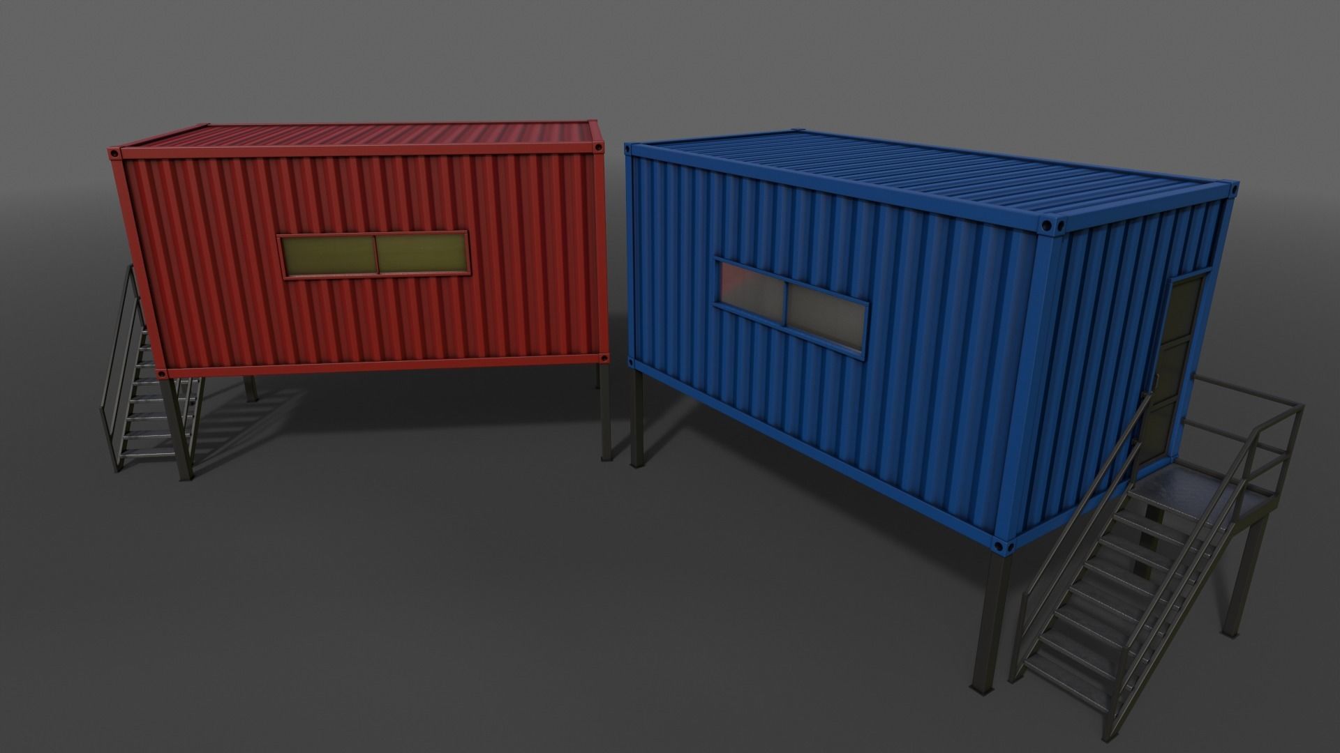 PBR Container House AA 20ft V5 Low-poly 3D model_8