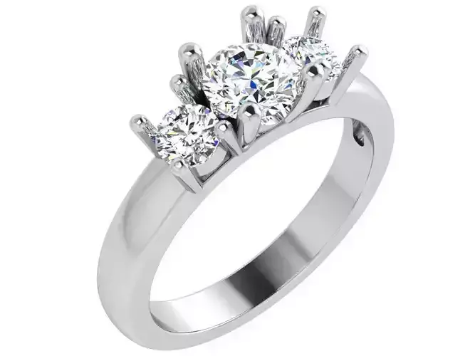 Three Stone Basket Setting Ring 4369