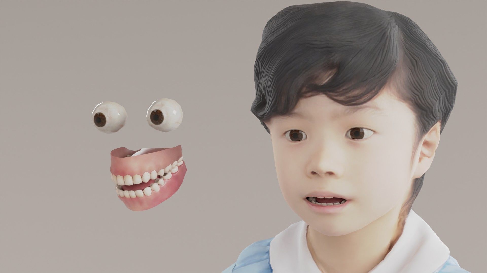 Asian kindergarten boy-225 Rui Low-poly 3D model_6