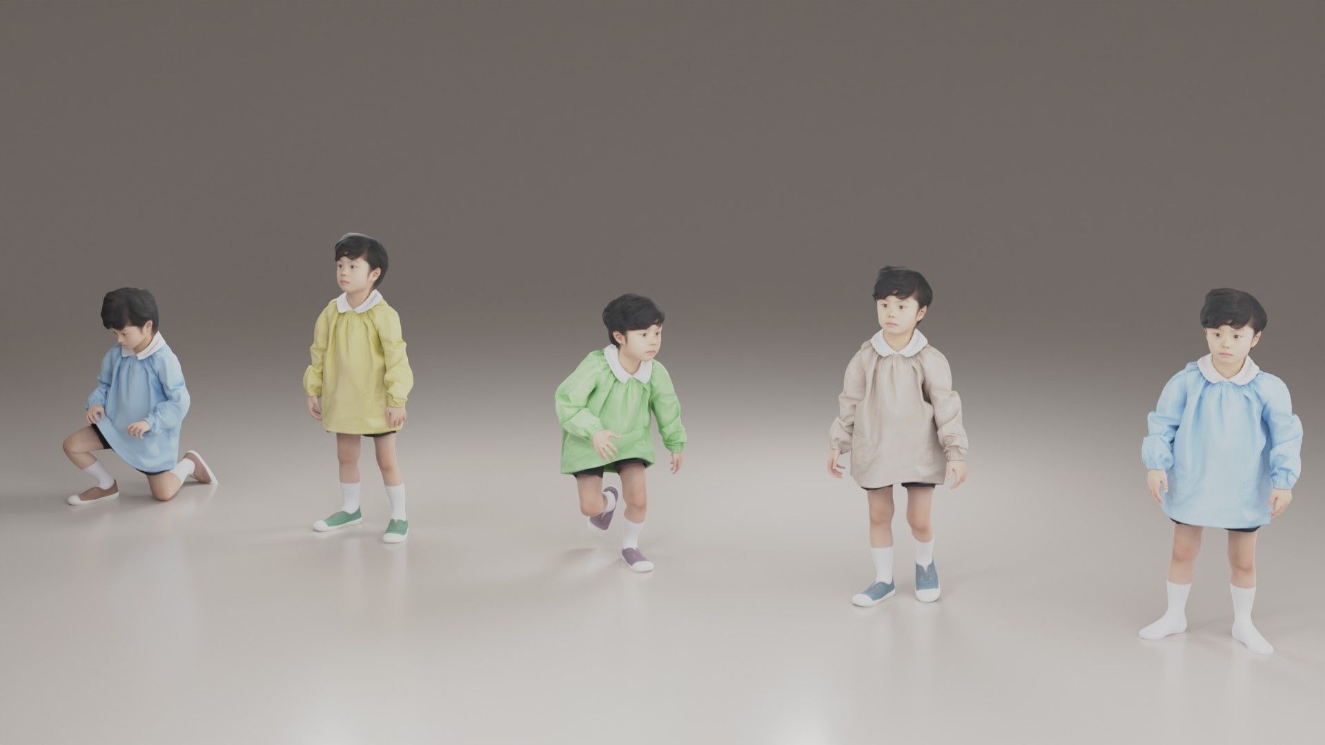 Asian kindergarten boy-225 Rui Low-poly 3D model_4