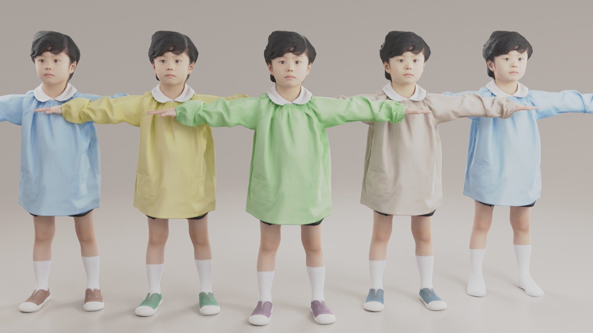 Asian kindergarten boy-225 Rui Low-poly 3D model_2