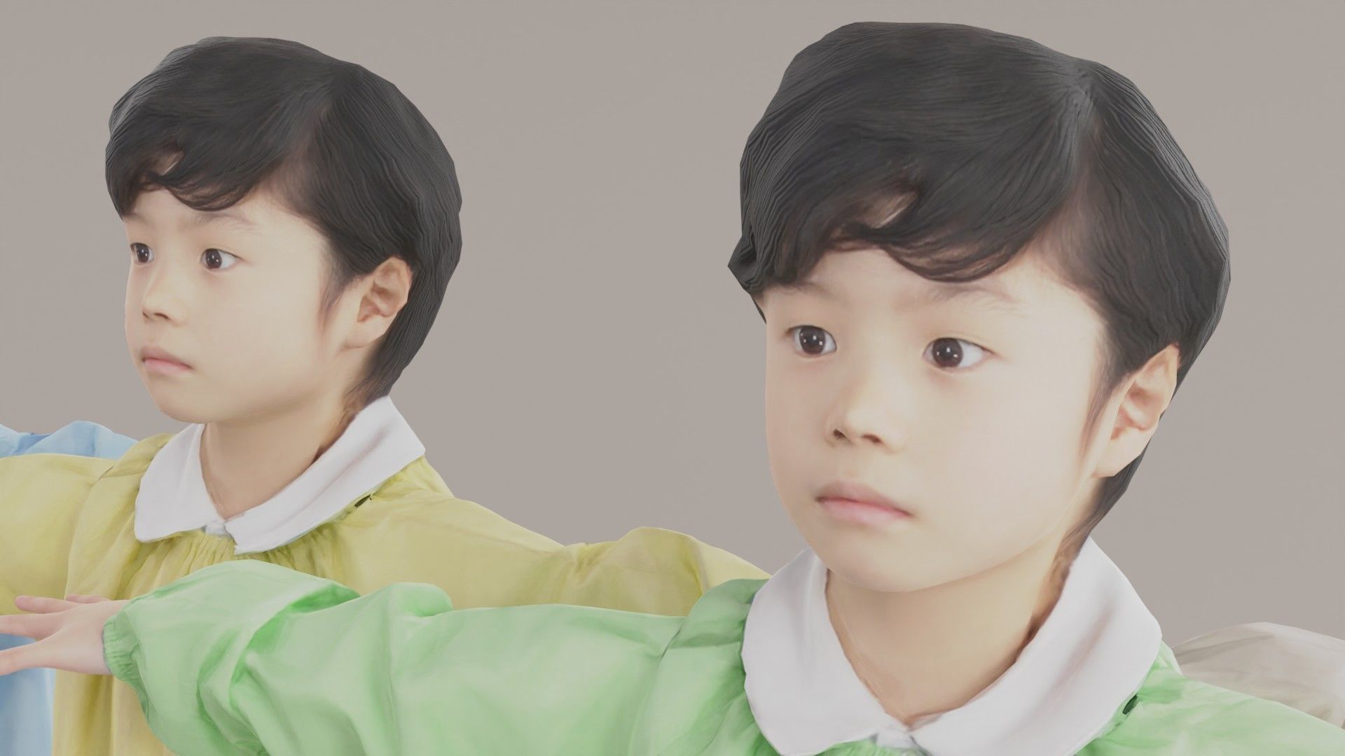 Asian kindergarten boy-225 Rui Low-poly 3D model_3