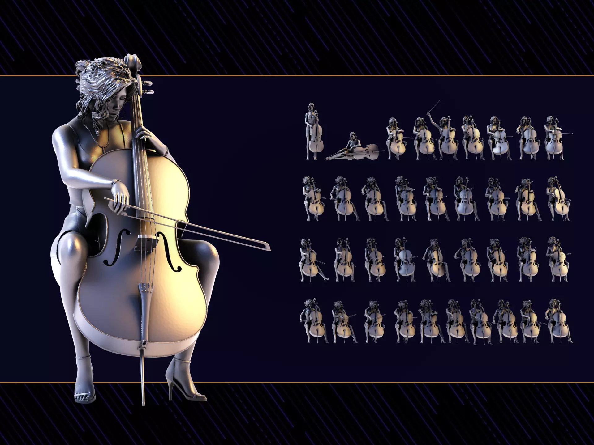 Cello Player Set 01 3D print model
