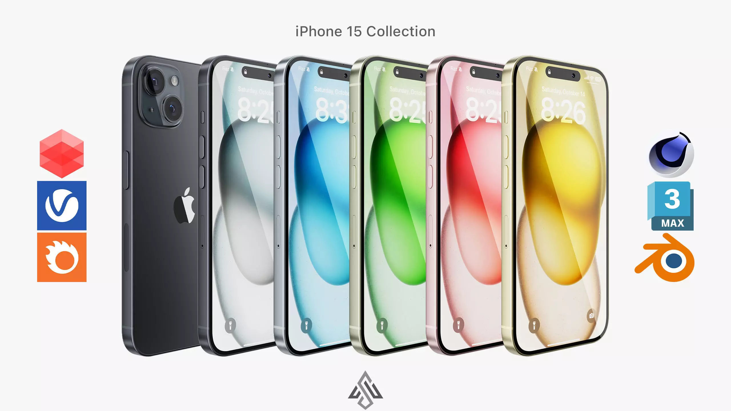 Apple iPhone 15 Collection 3D model_0