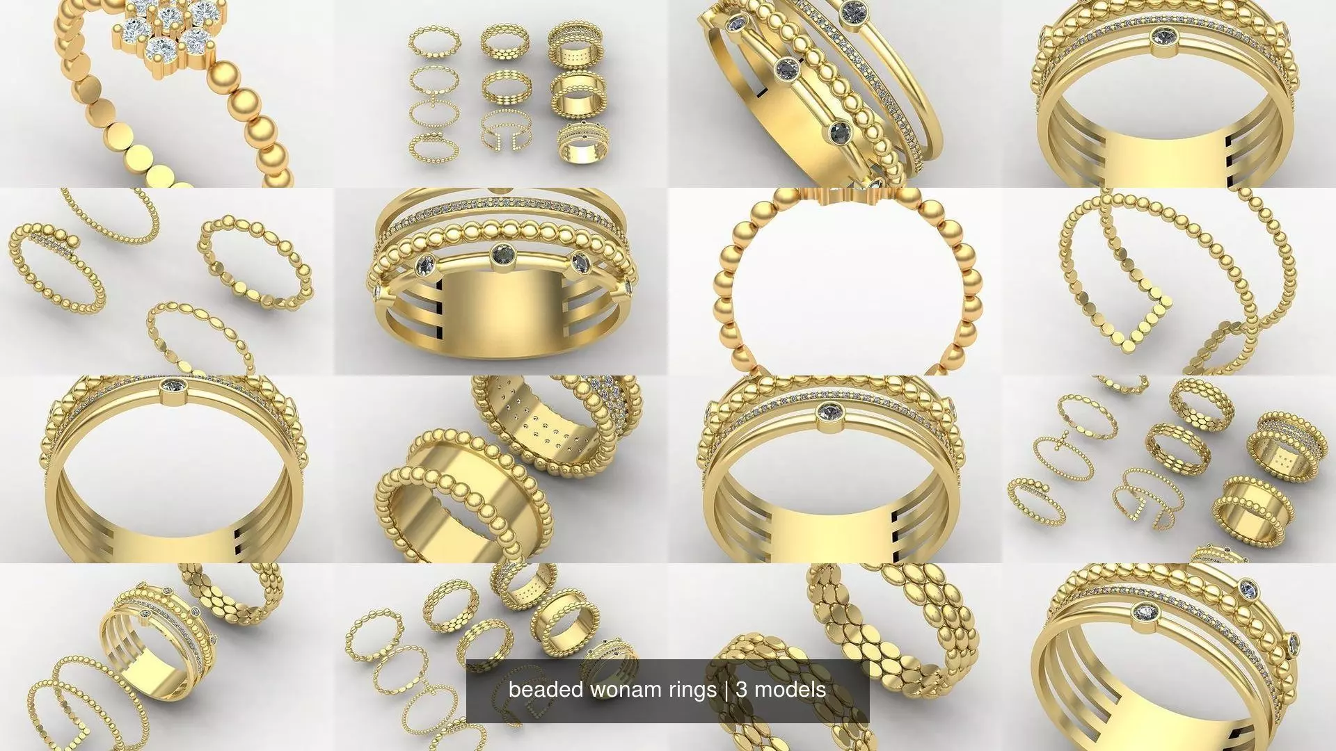 beaded wonam rings 3D Model Collection_0