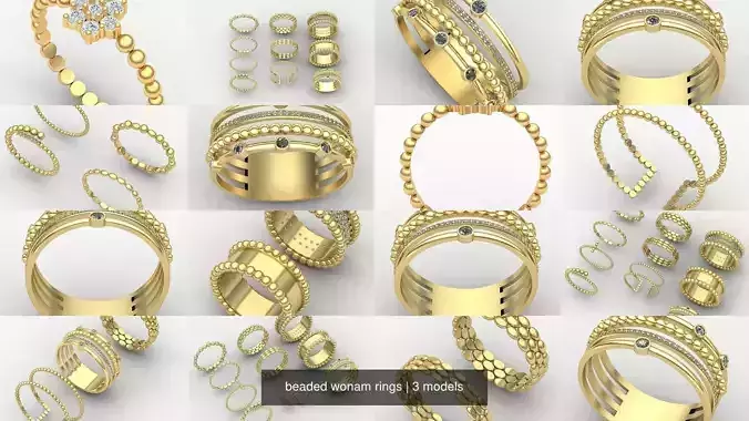 beaded wonam rings 3D Model Collection