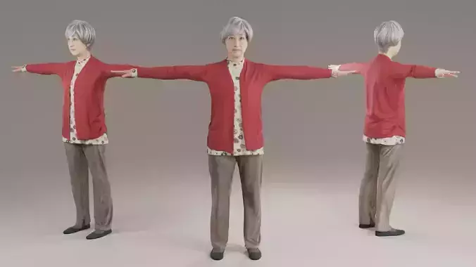 Asian granny Animation3D 197 Uta Low-poly 3D model
