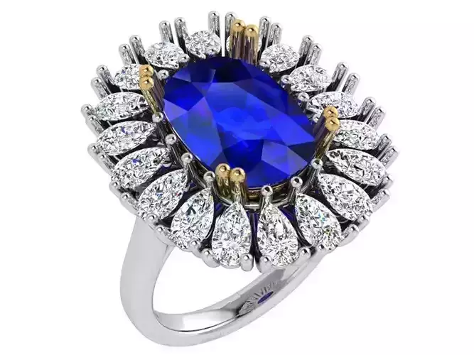 Cushion Sapphire Oval Halo Ring 4388