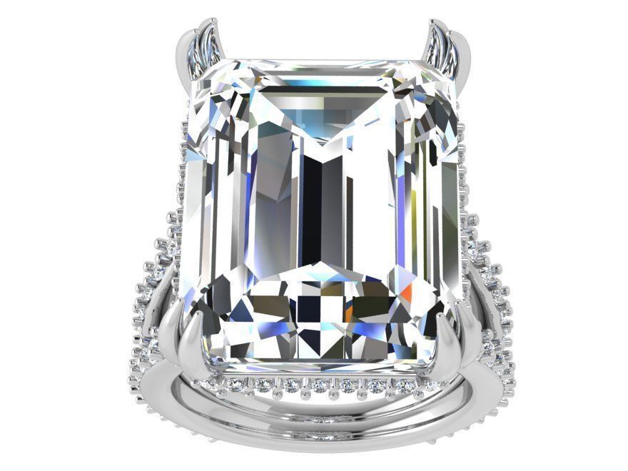 Emerald Cut Diamond Split Shank Ring 4391 3D print model_2
