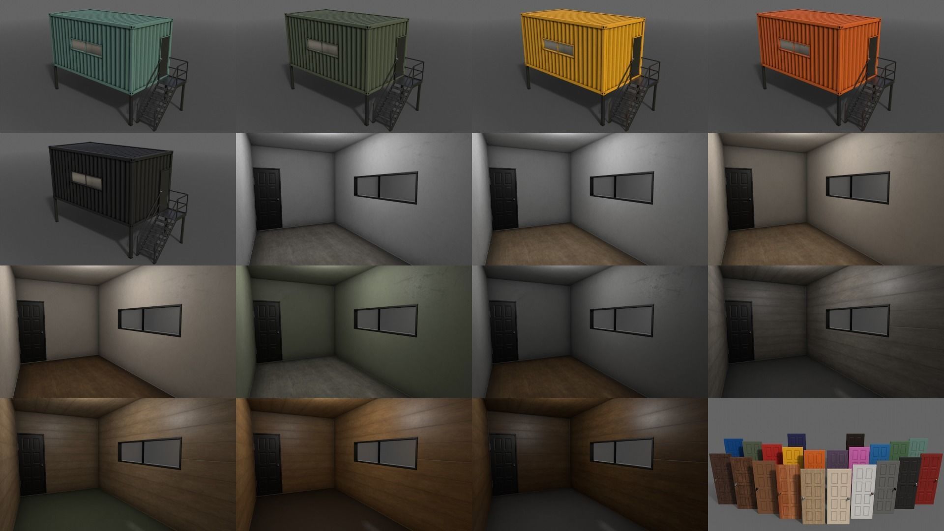 PBR Container House BA 20ft V5 Low-poly 3D model_3