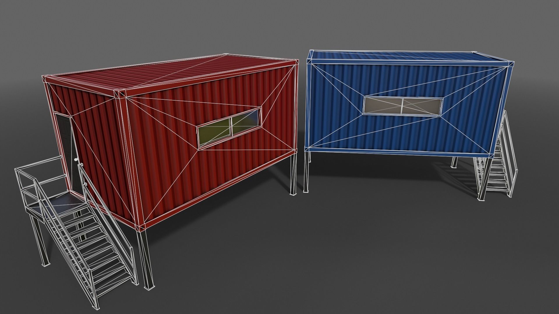 PBR Container House BA 20ft V5 Low-poly 3D model_7