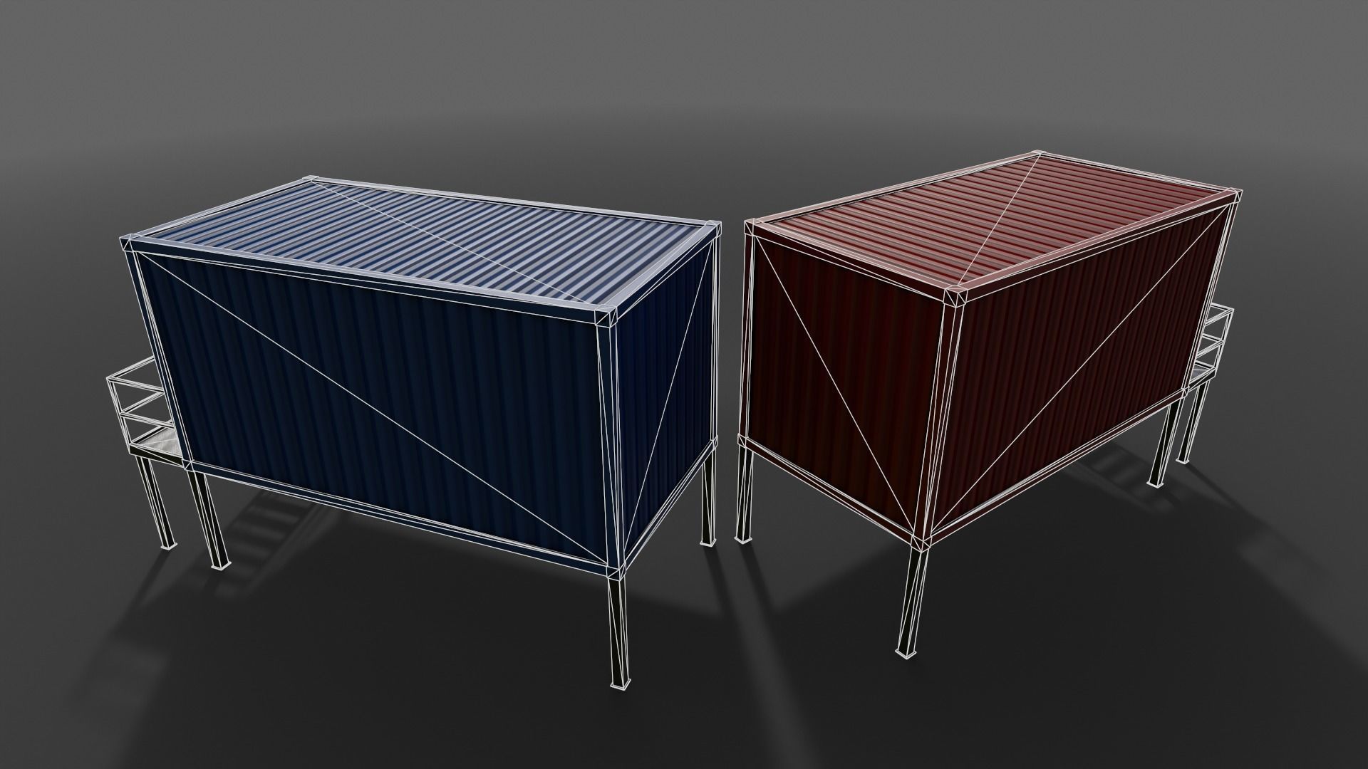 PBR Container House BA 20ft V5 Low-poly 3D model_15