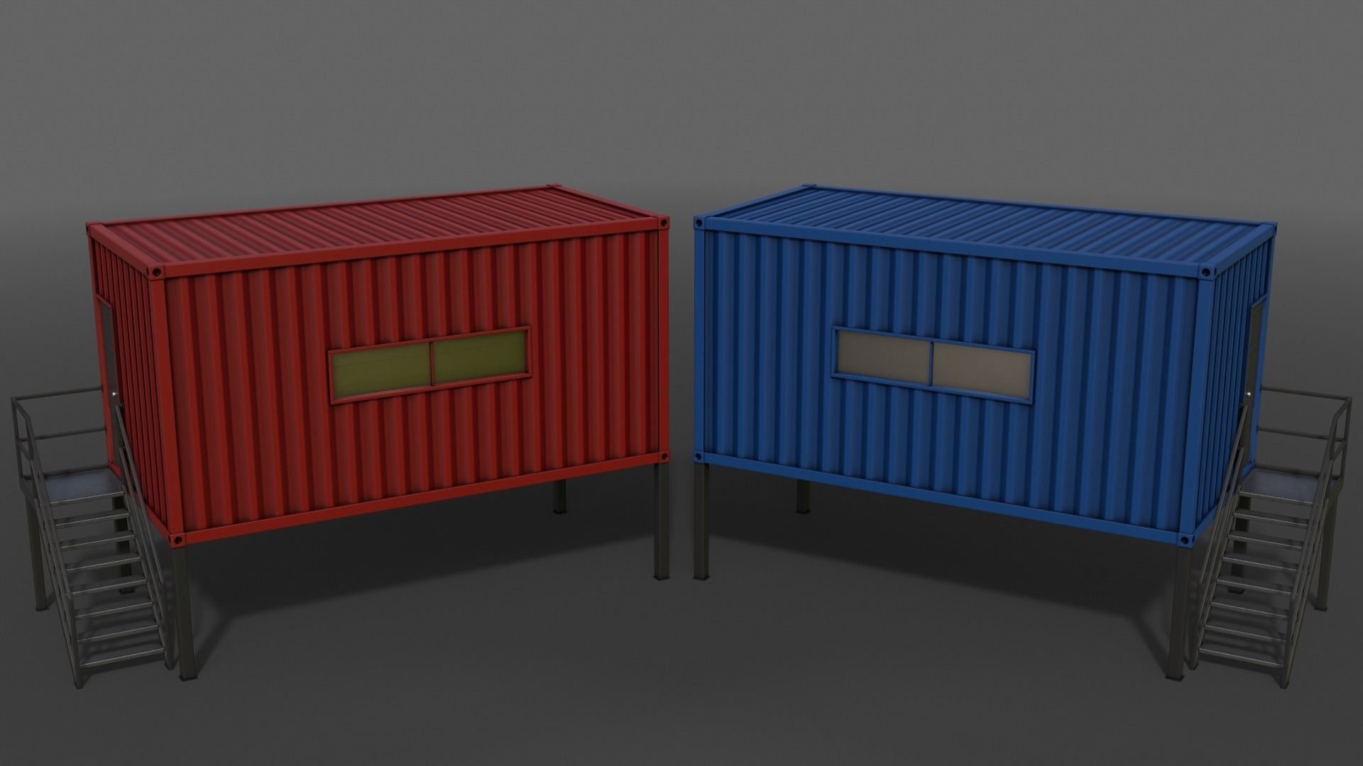 PBR Container House BA 20ft V5 Low-poly 3D model_4