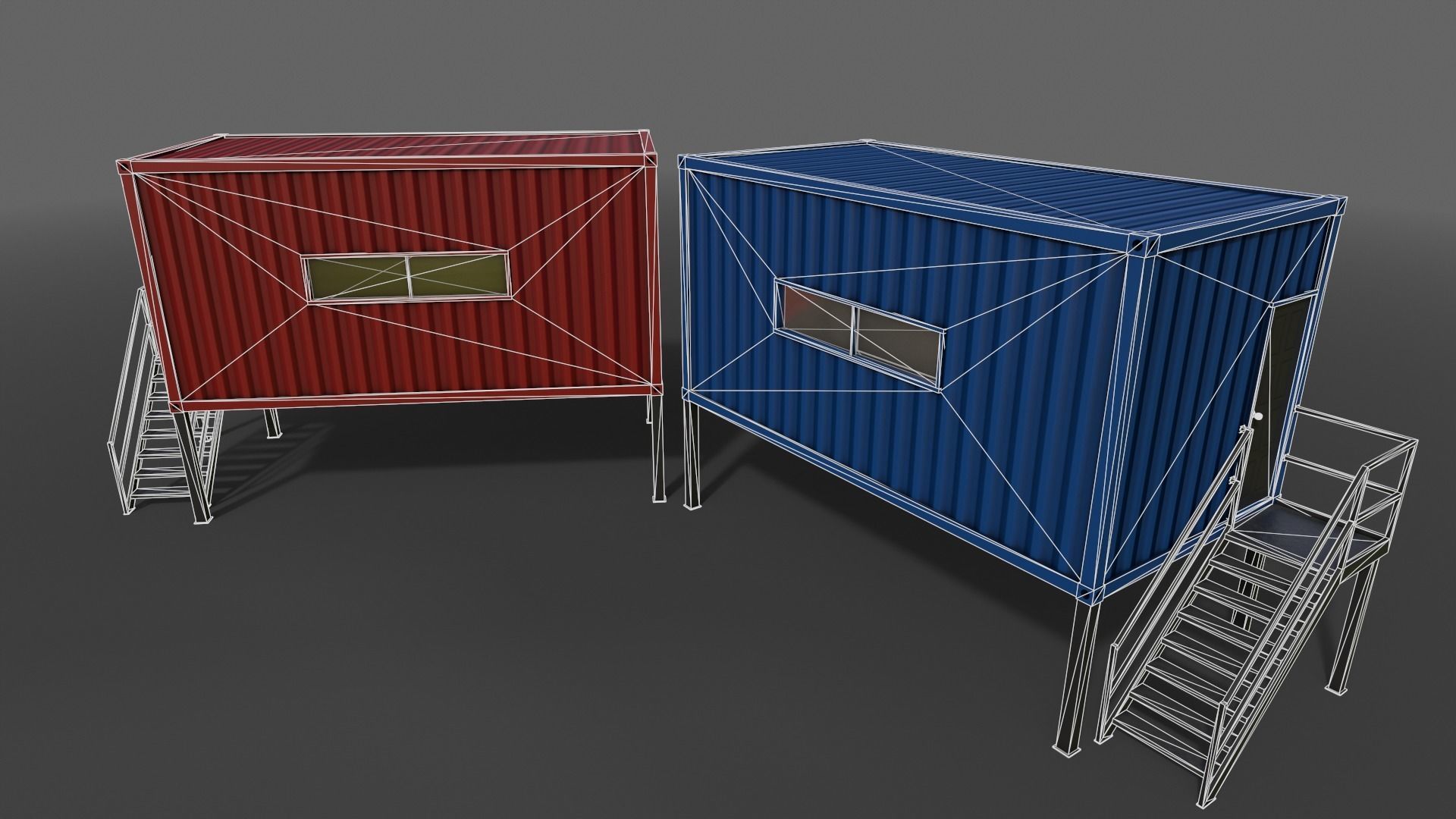 PBR Container House BA 20ft V5 Low-poly 3D model_9