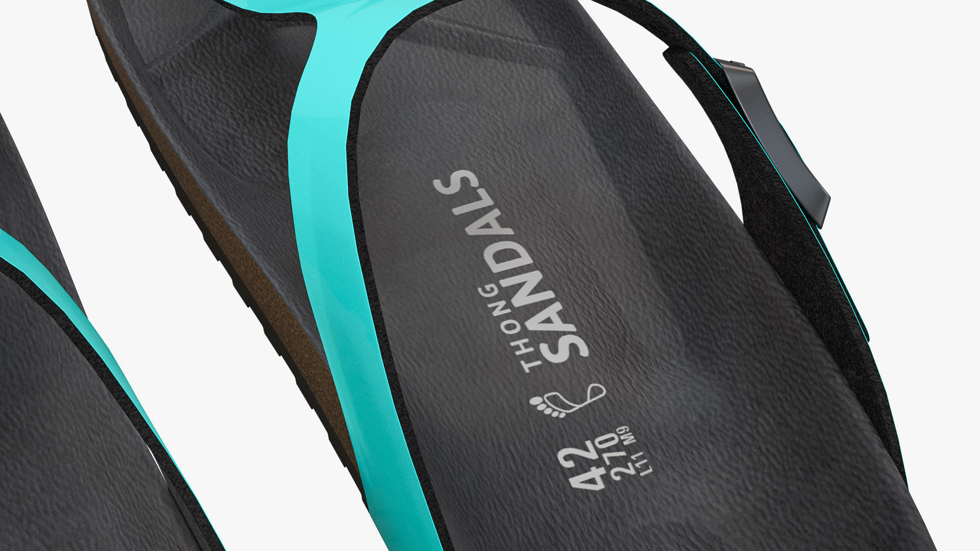 Thong Sandals Cyan Patent 3D model_12