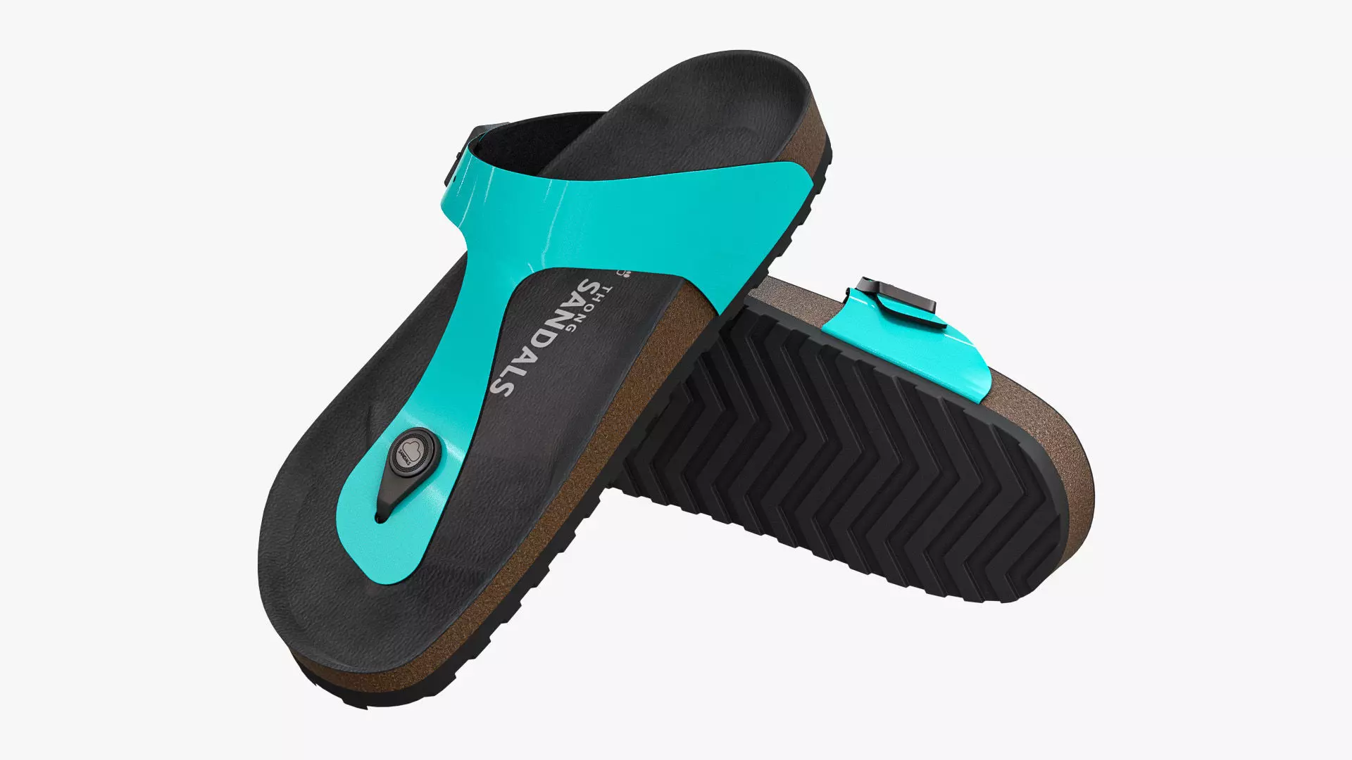 Thong Sandals Cyan Patent 3D model_0