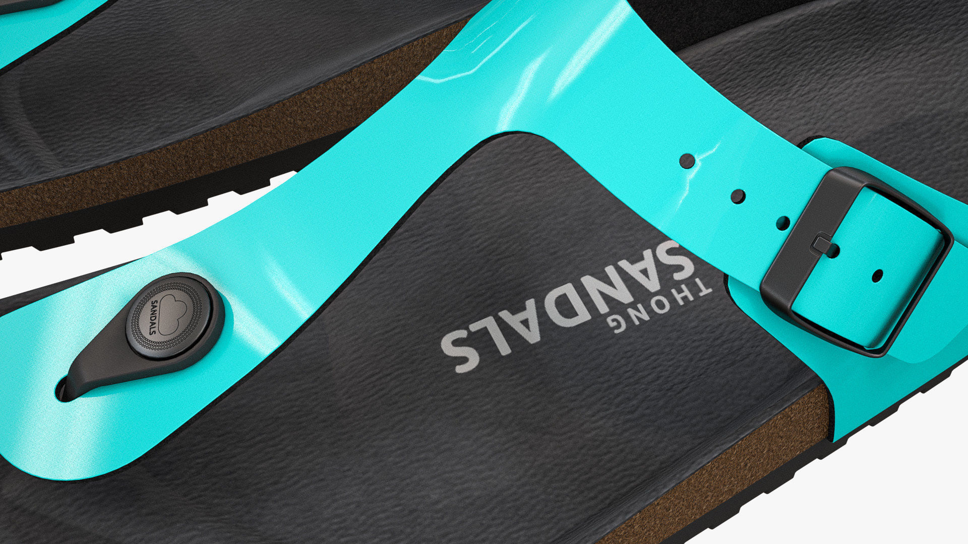 Thong Sandals Cyan Patent 3D model_11