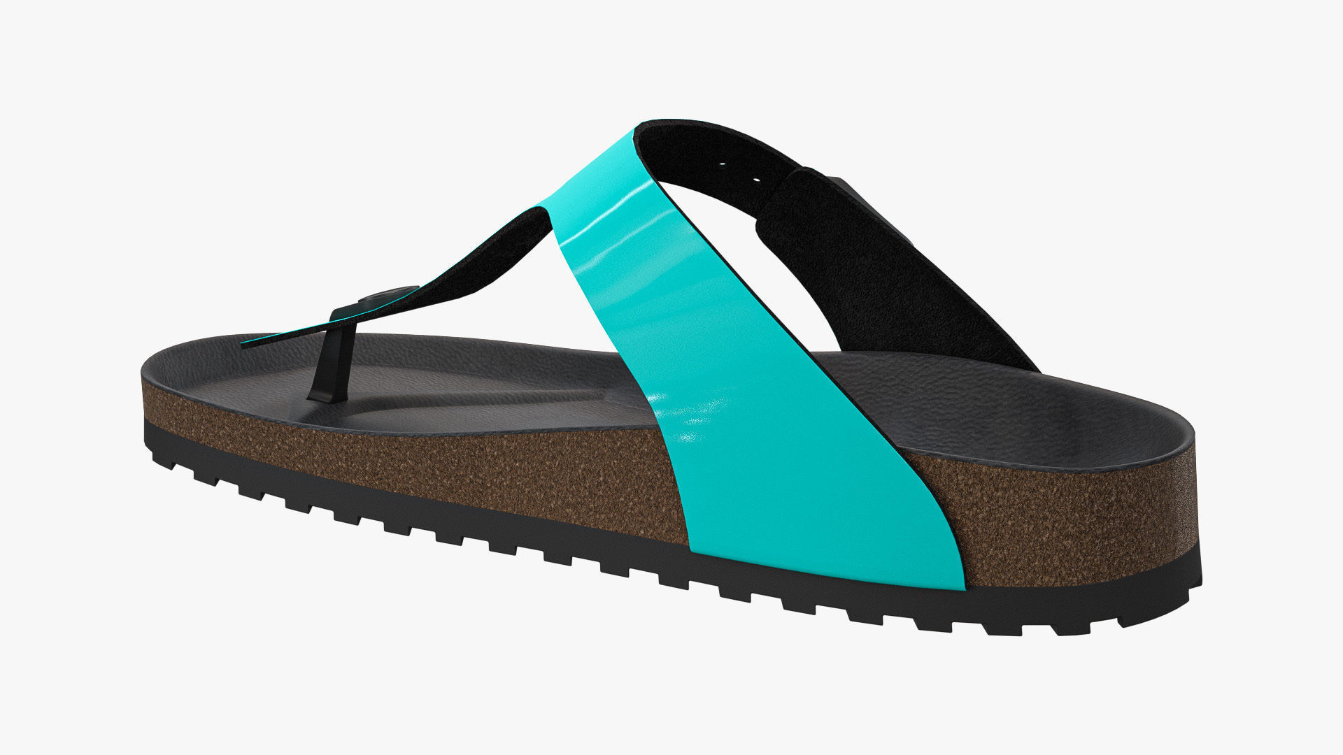 Thong Sandals Cyan Patent 3D model_10