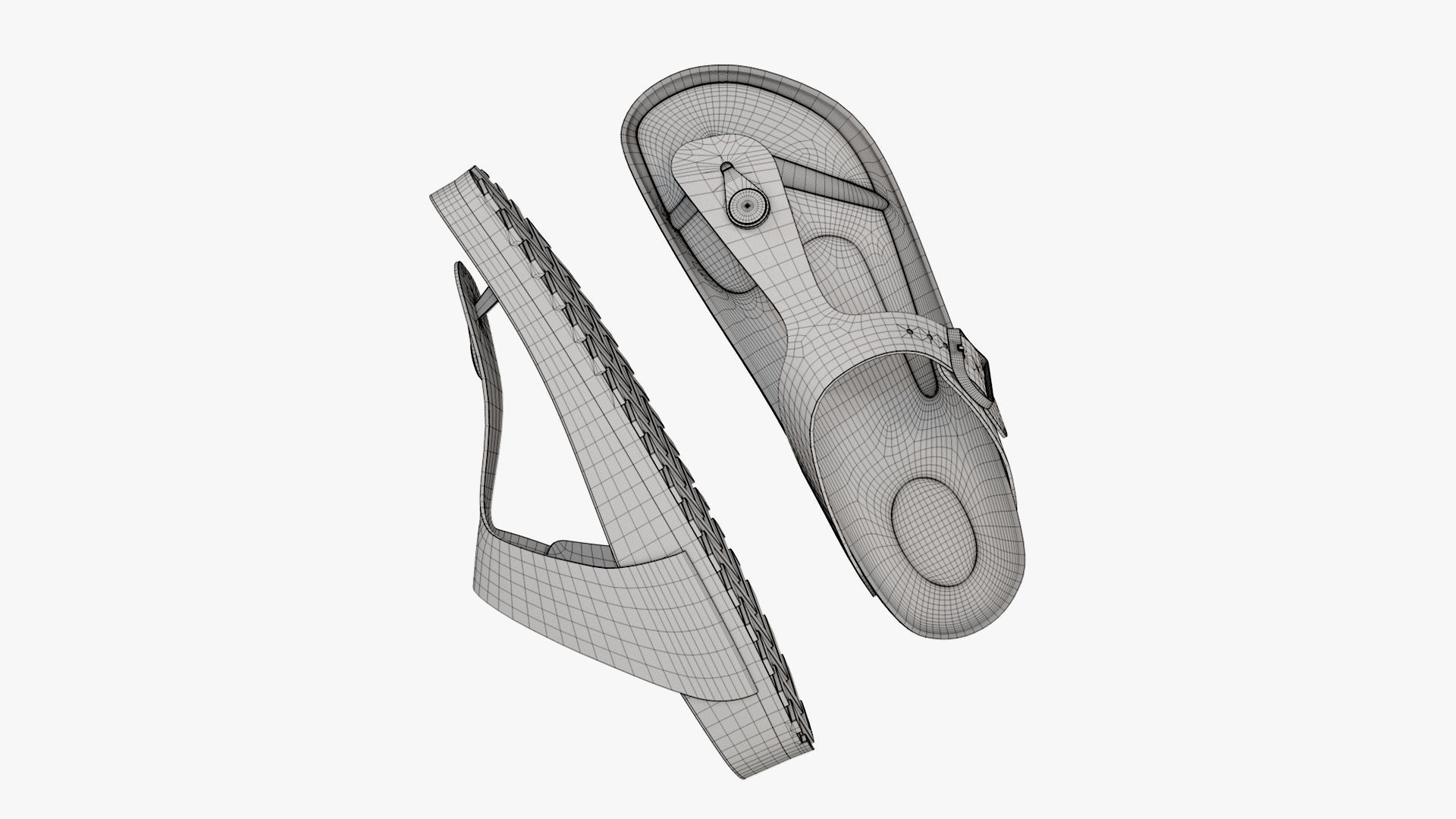 Thong Sandals Cyan Patent 3D model_14