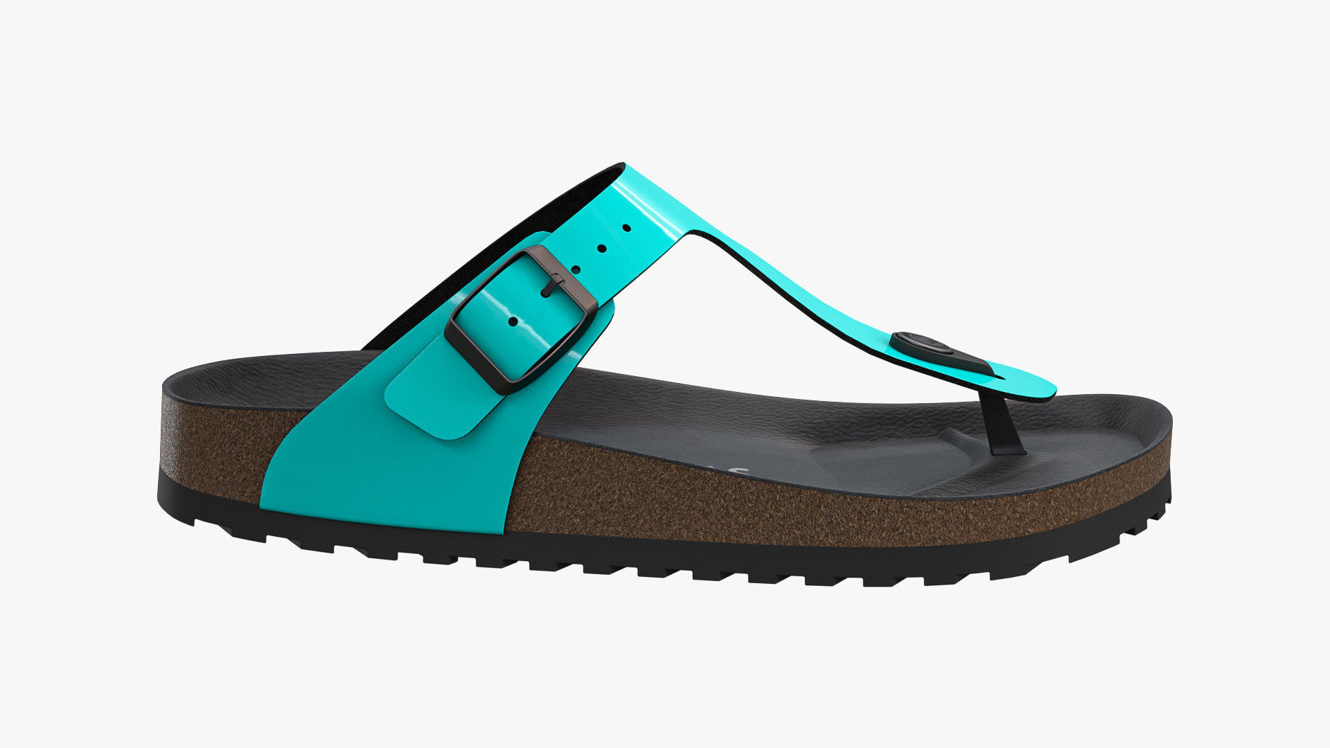 Thong Sandals Cyan Patent 3D model_6