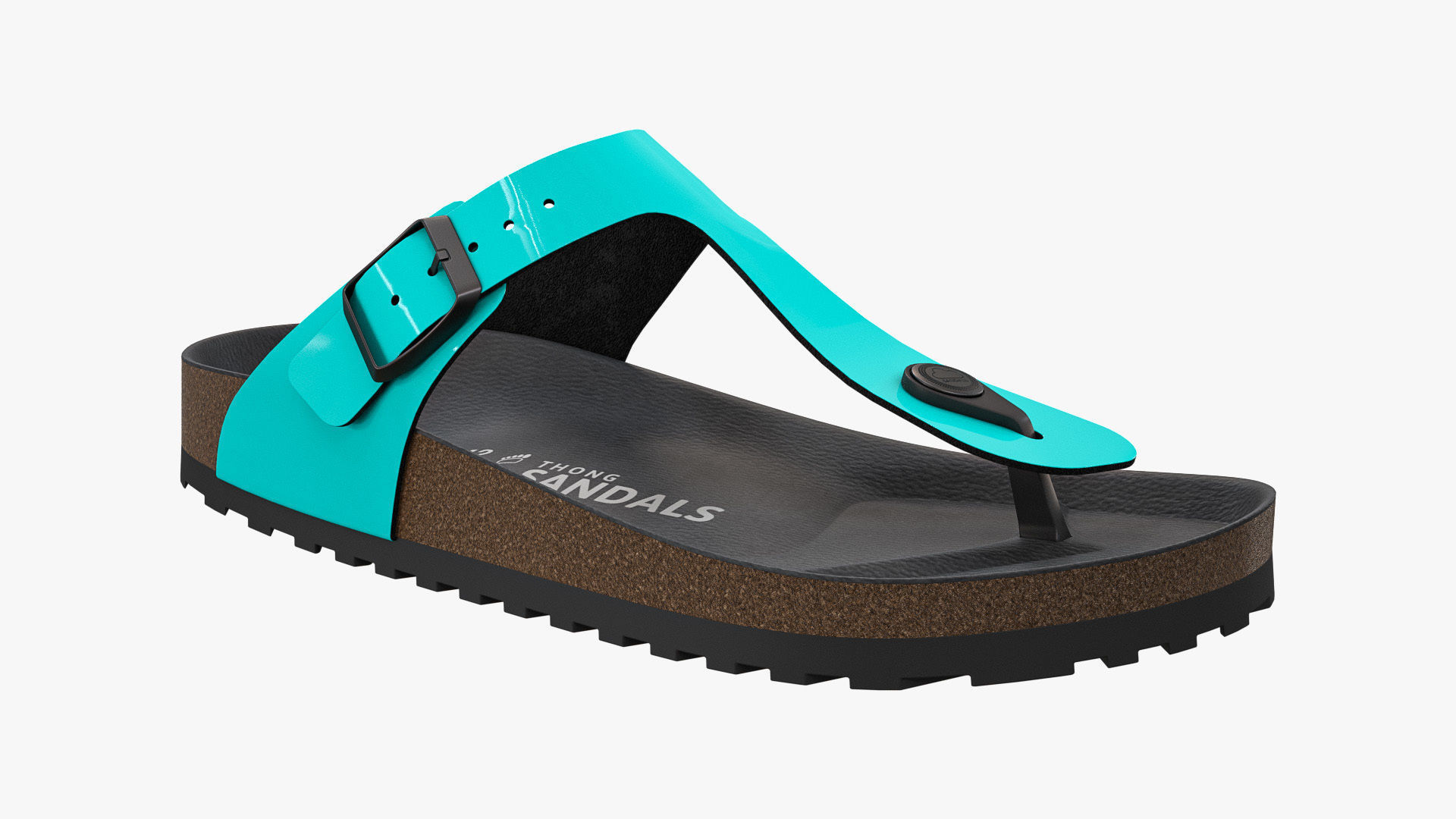 Thong Sandals Cyan Patent 3D model_9