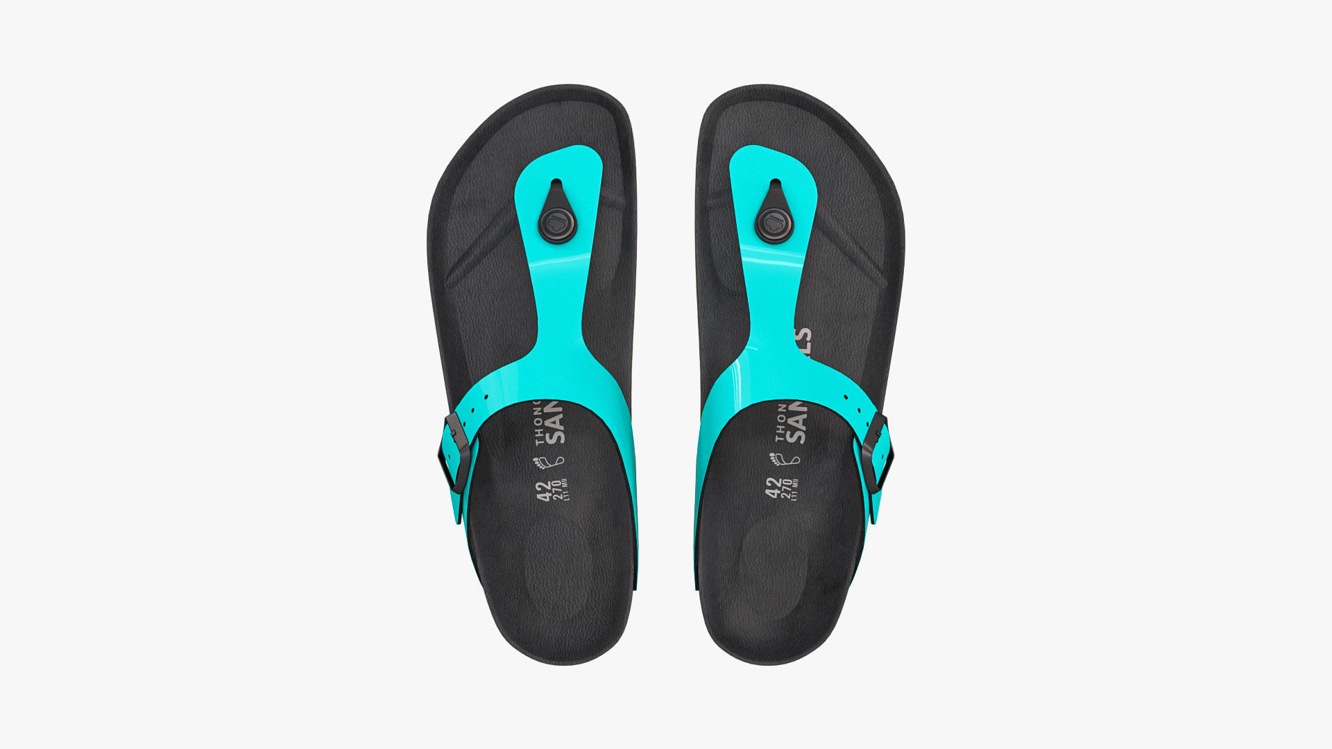 Thong Sandals Cyan Patent 3D model_3
