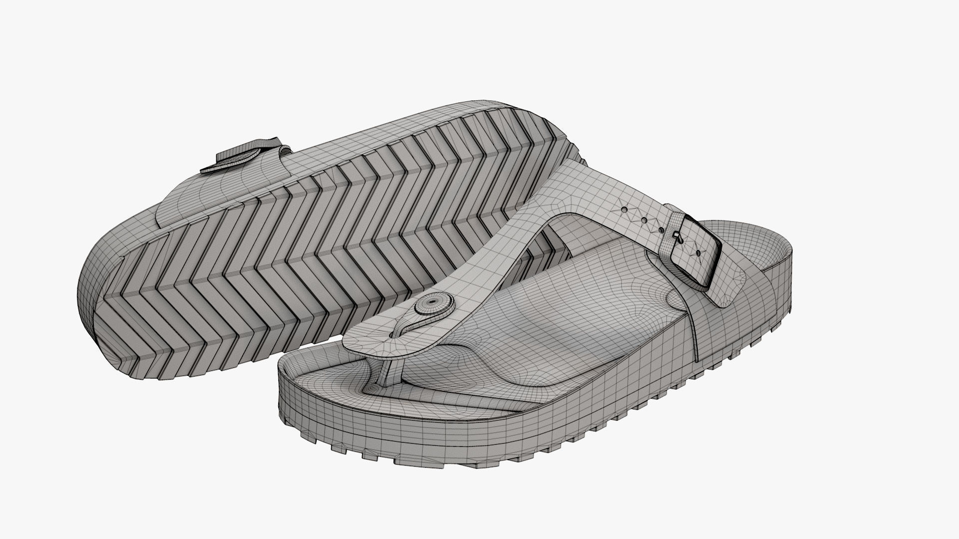 Thong Sandals Cyan Patent 3D model_13