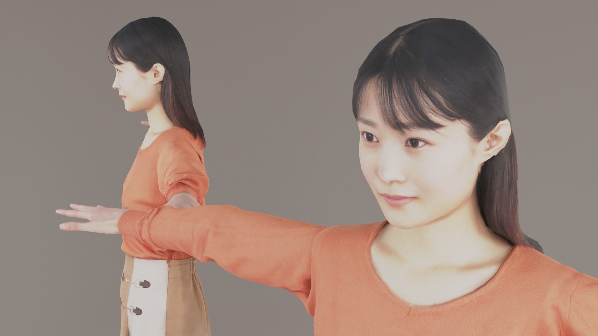 Asian woman Animation3D 170 Hina Low-poly 3D model_2
