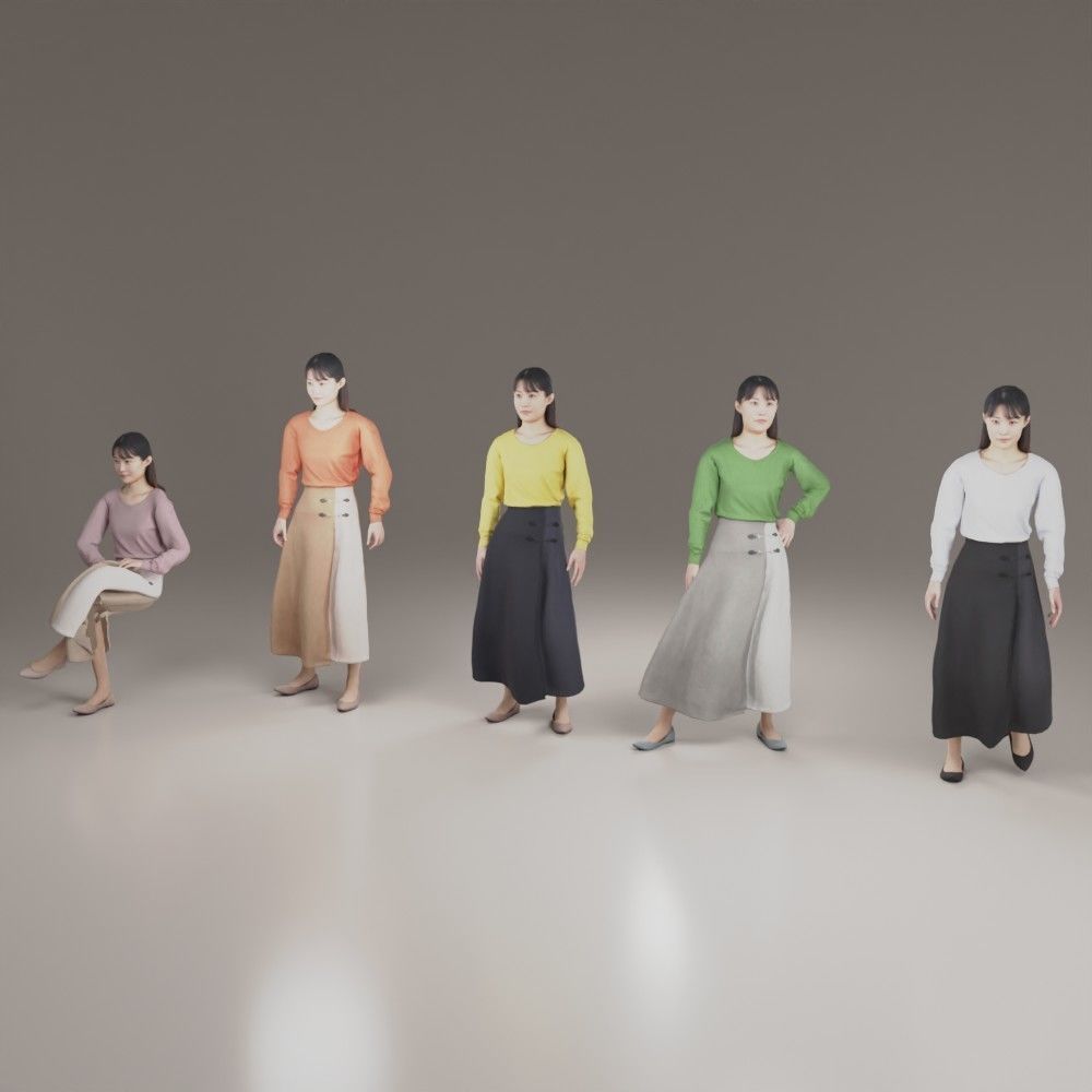 Asian woman Animation3D 170 Hina Low-poly 3D model_6