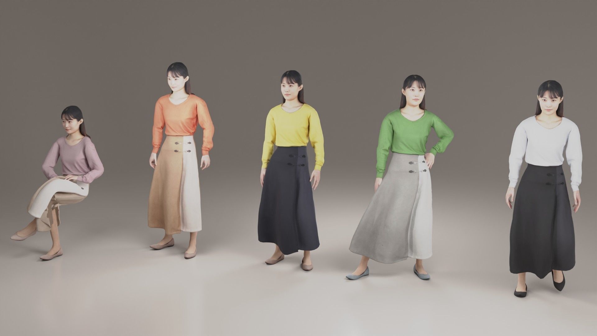 Asian woman Animation3D 170 Hina Low-poly 3D model_5