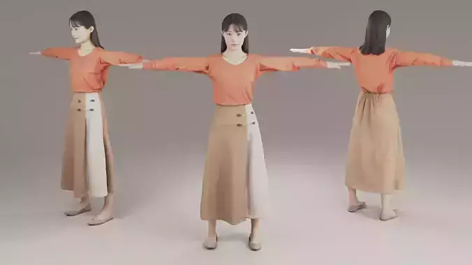 Asian woman Animation3D 170 Hina Low-poly 3D model