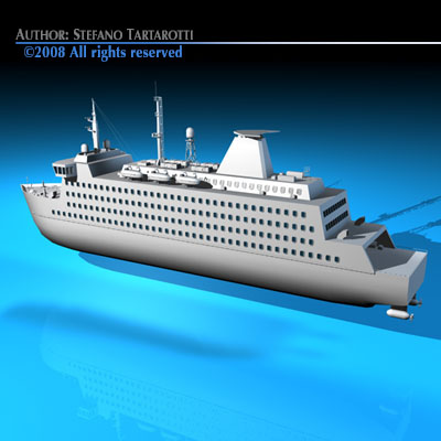Ferryboat2 cruise ship in water 3D model_8